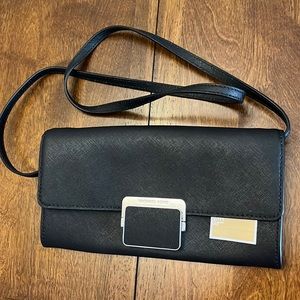 Michael Kors Cynthia Black Leather Clutch Purse NWT